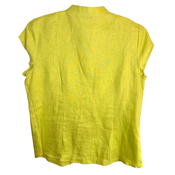 Tweeds Medium Green Linen Women's Top Shirt Blouse Miss Size 8 10 M Button Down - Picture 4 of 5